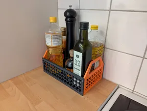 Box for the oil bottles laying on the table