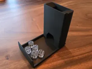 Portable dice tower with sliding lid/tray
