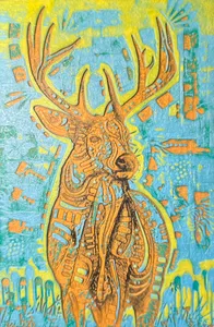 Deer Abstract Colorful Hueforge Art