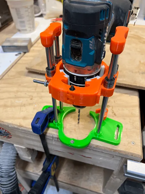 Portable drill press with large base and optional right angle corner jig. — Image 2 of 4