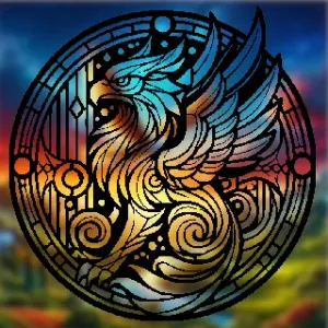 Griffin 2D stained glass art