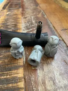 Three Monk Figurines Valve Caps Shrader