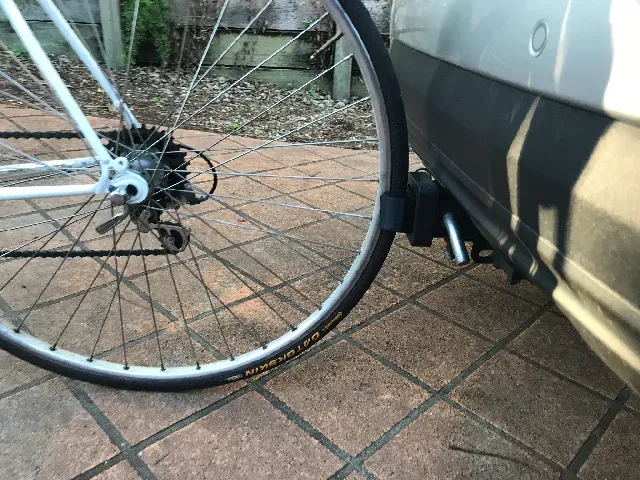 Parametric bike wheel clip for car tow receiver