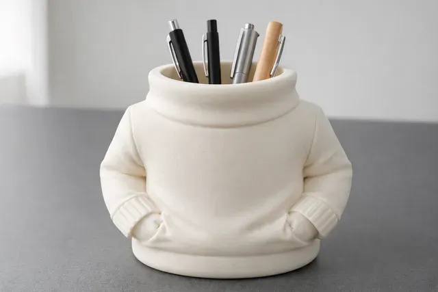Sweater Man Pen Holder – Cute Minimal Desk Organizer | 3D Printable Office Decor