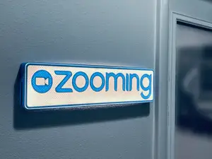 Zoom Session In Progress Sign (On Air Sign Remix) Shadow Box With LED Lighting (Zooming)