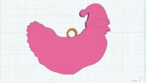 Chicken With a Santa Hat Ornament