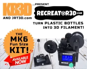 The Recreator 3D : MK6 KB-3D Kit - Turn PET1 plastic bottles into 3D filament