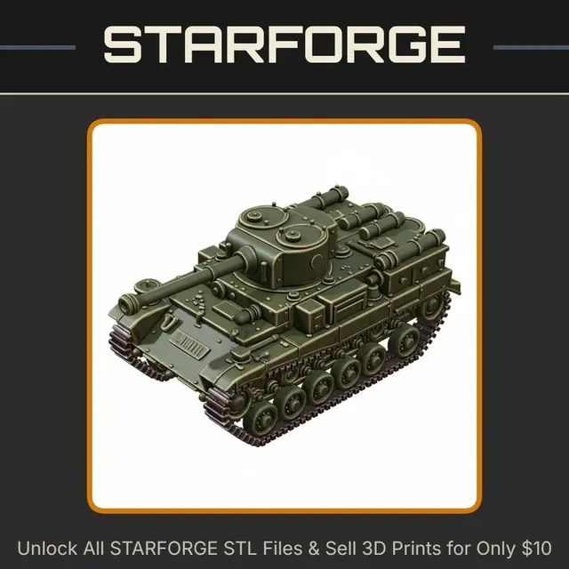 28mm WW2 German Tiger Tank Model Anime Style Detailed Tracks Turret StarForge Kits 3D Print STL File