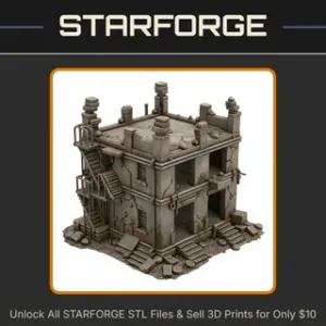 28mm WW2 WW1 Ruined Building with Staircase and Debris StarForge Kits 3D Print STL File