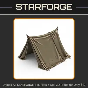 28mm WW2 Military Canvas Tent Shelter Realistic Historical Model StarForge Kits 3D Print STL File