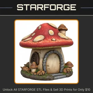 Fairy Garden Enchanted Mushroom House for Miniature Scenes StarForge Kits 3D Print STL File