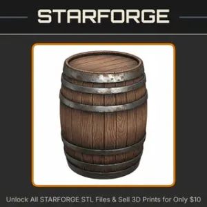 28mm Fantasy Mini Highly Detailed Medieval Wine Barrel for DND Tabletop Wargame Terrain StarForge Kits 3D Print STL File