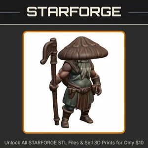 28mm DND Mushroom Forest Shaman Fantasy Miniature StarForge Kits 3D Print STL File