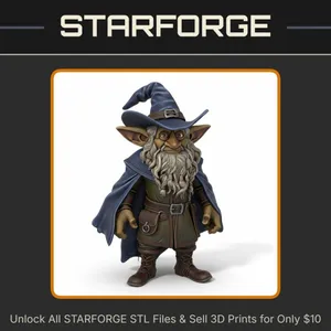28mm DND Wizard Goblin Pointed Hat Cloak Beard Satchel Boots StarForge Kits 3D Print STL File