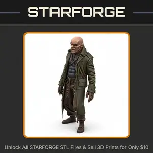 28mm Trench Coat Zombie Bald Scarred Stitches Combat Boots StarForge Kits 3D Print STL File