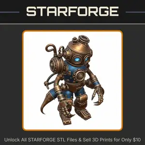 28mm Steampunk Robot with Claw Hands and Goggles Design StarForge Kits 3D Print STL File