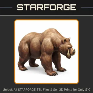 28mm Sci-Fi Beastly War Bear Miniature for DND Expeditions StarForge Kits 3D Print STL File