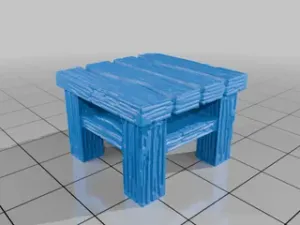 28mm DND Square Wooden Tavern Table Fantasy Terrain Miniature for Tabletop Gaming StarForge Kits 3D Print STL File