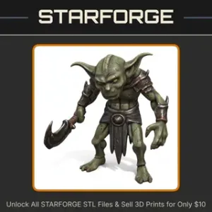 28mm DND Goblin Scout with Battle Hook Fantasy Mini StarForge Kits 3D Print STL File