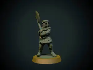 Knight with axe 28mm (supportless, FDM friendly)