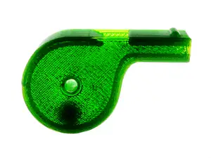 Transparent whistle from PET with ball and hole