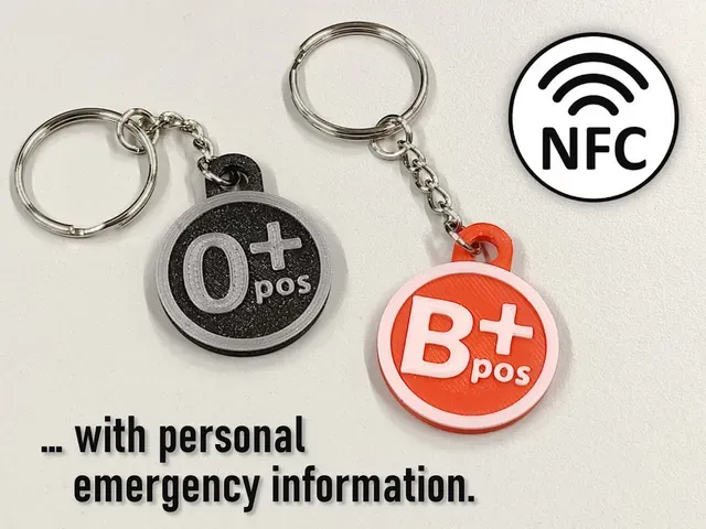 Blood Type Keychain with NFC Tag