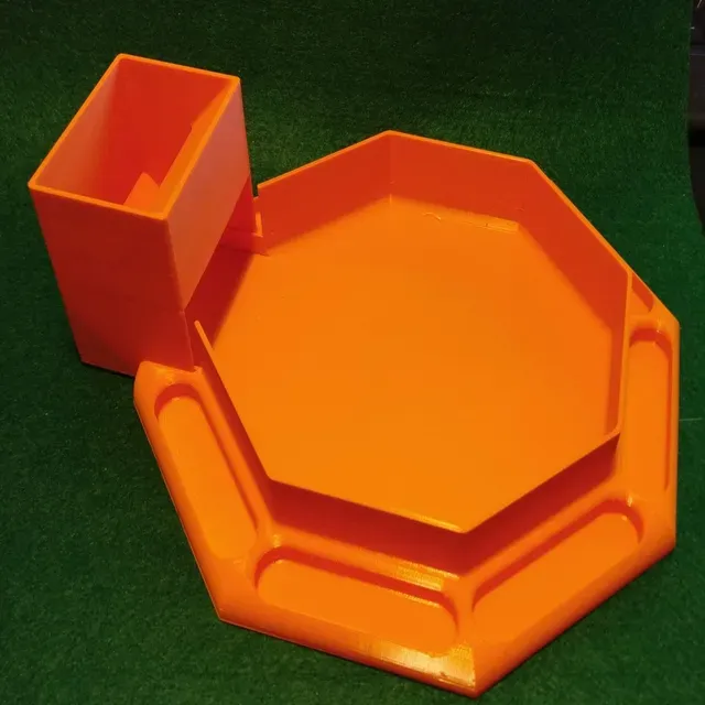 Octagonal Dice Tray with Built-in Dice Tower