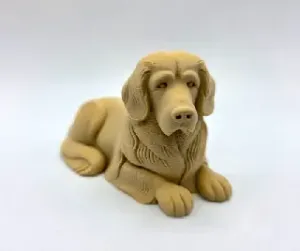 Carved Laying Golden Retriever