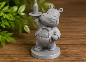 Vintage Cartoon Hippo Waiter Figurine | 3D Printable STL