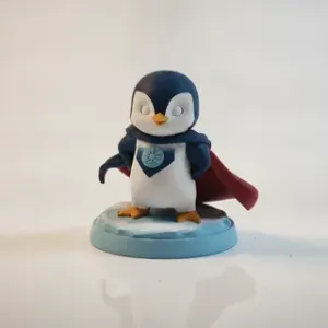 Adorable Penguin Wearing Superhero Outfit Figurine 3D Printable