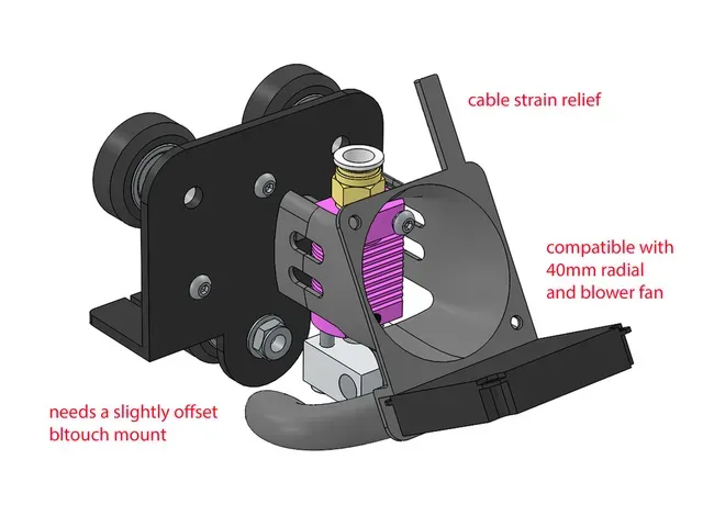 Mini-Me v4 lightweight Ender3 Hotend Duct (Stock Parts, 5015, No Soldering, Fully reversible) — Фото 3 из 6