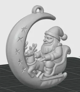 Santa on the Crescent Moon – Holiday Ornament