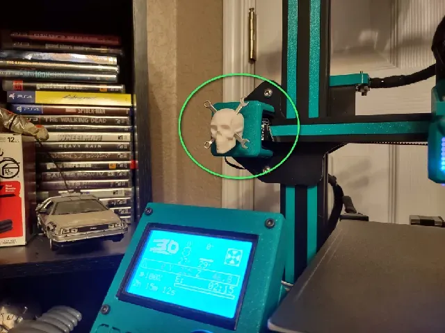 X Axis Mount QR Code cover with Skull Ornament for Ender3/CR-10