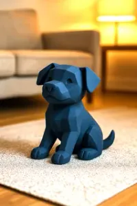 Low poly smiling dog