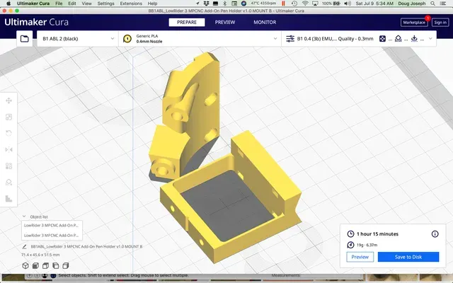 LowRider 3 CNC - Add-on - Pen Holder / Drag Knife Holder - designed for LR3 Dust Shoe (v2.0) — Фото 5 из 6