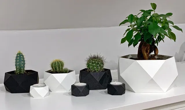 Hexagonum flower pots with tealight