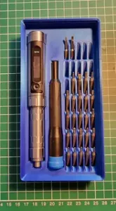 MiniWare ES15 and iFixit screwdriver + bits - Gridfinity holder