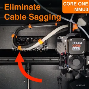 Anti-Sag:Improved CORE One Extruder Cable Sag Solution, MMU3 Sag fix, With or without MMU, SwingArm support improved, step-by-step guide