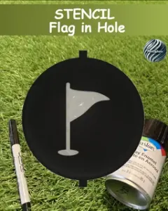 Golf - Golf Ball Stencil - Insert - Golf Hole & Flag - Marker