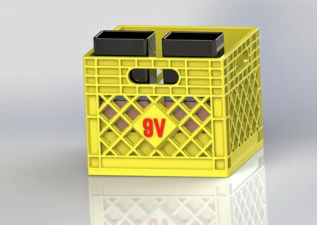 Milk Crate Battery Holder 9V Edition w/ 2-Color Printed Labels!