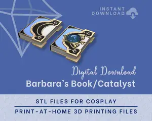 Barbara Catalyst Book STL Files - Genshin Impact Cosplay Prop (Digital Download)