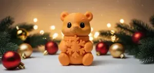 Teddy Bear Holding Snowflake Christmas Figure