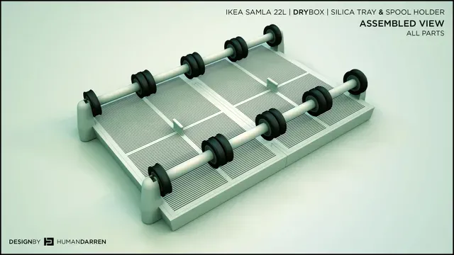 IKEA Samla 22L | Drybox | Silica tray and spool holder.