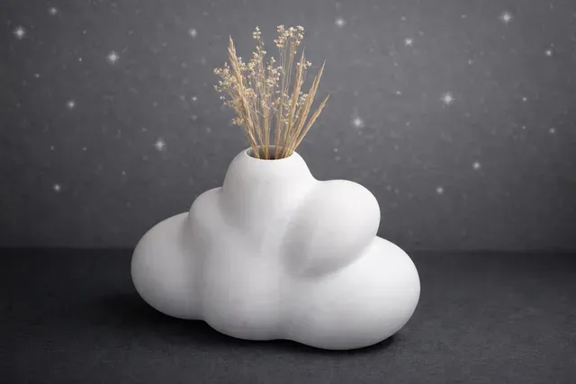 Cloud Vase – Modern Minimal 3D Printed Planter | Cloud Shape Desk Decor | Fast Print No Supports — Фото 5 из 8