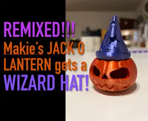 Remixed Makies Jack O'Lantern with Wizard Hat