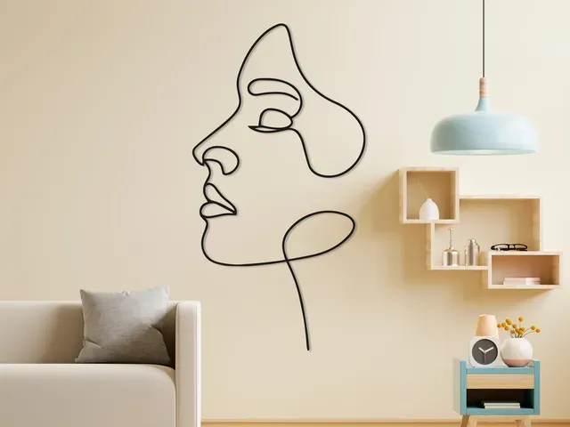 One Line Woman Face Wall Art