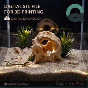 Gnarled Root Hollow - Aquarium & Terrarium Cave | Fish Hideout | Shrimp Shelter | Reptile Hide | Natural Rock Decor | Aquascaping | 3D Print STL