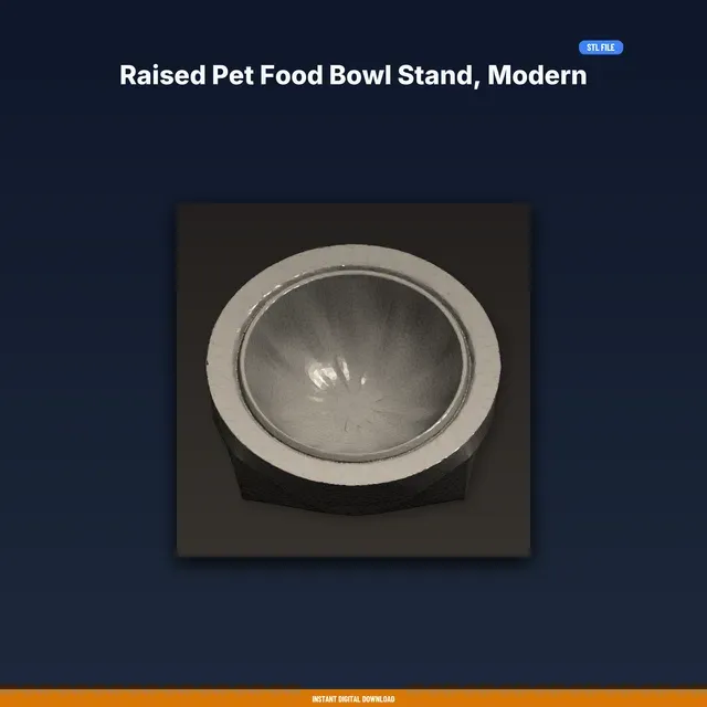 Raised Pet Food Bowl Stand, Modern Minimal Design, Fits Standard - 3D Printable STL File