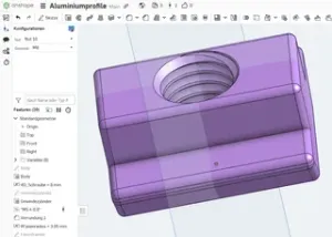 Nutenstein für Nut 10mm mit gedrucktem M8 Gewinde / T-slot Nut, 10mm Slot, With a Printed M8 Thread