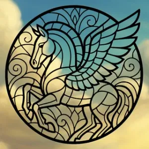 Pegasus 2D stained glass art